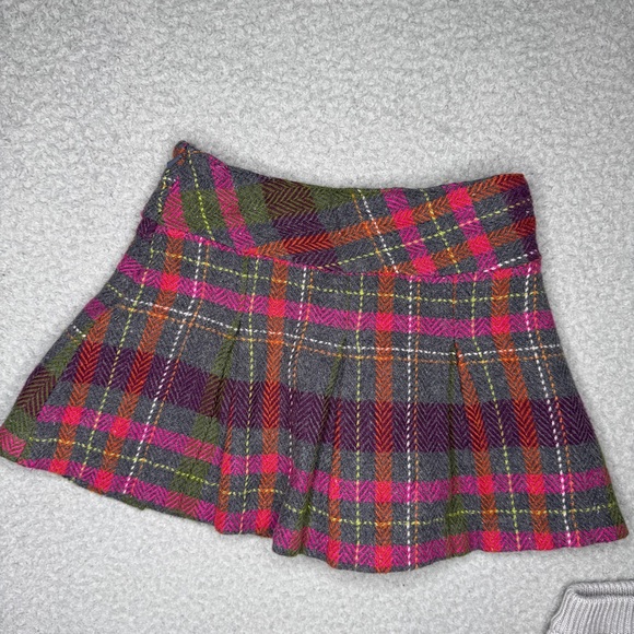 Gymboree Mini Skirt Girls 4 Plaid Gray Pink Wool Blend Skort Bundle - Picture 4 of 10